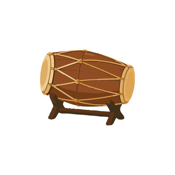 Traditional Indonesian Kendang Drum Musical Instrument Flat Vector Illustration