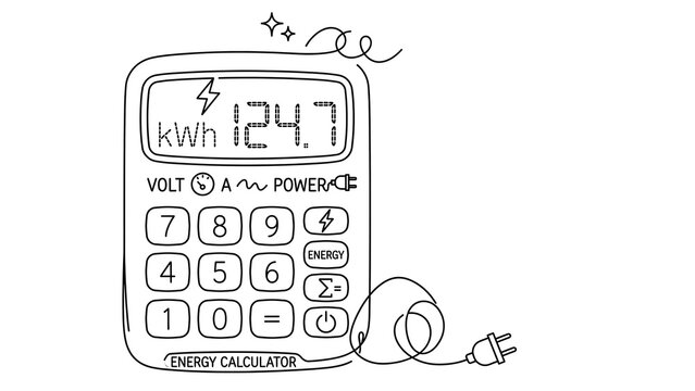 Hand drawn calculator sketch on white background.
