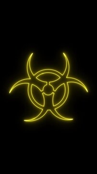 Biohazard neon icon 4K video animation	