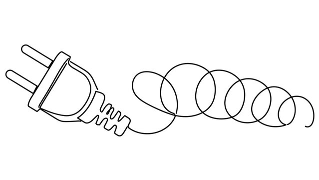 Electric plug with cord on white background.