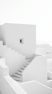 White architectural stairs create a minimalist geometric composition.