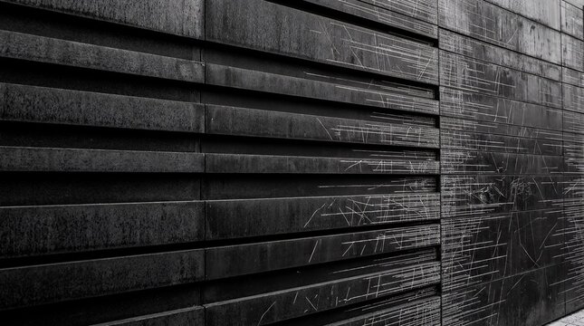 Monochrome linear layout featuring bold dark bands shifting into fine high detail scratch textures stripe line black abstract transition texture element background pattern minimal modern