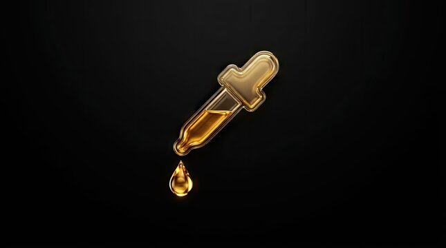 Golden eyedropper tool with falling liquid drop.