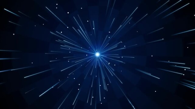 Blue Hyperspace Warp Speed Light Rays Abstract Background