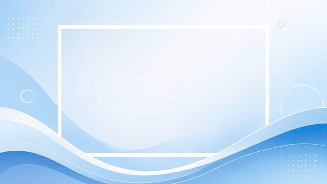 Abstract blue wave background with a clean white rectangular frame