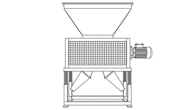 Industrial grain hopper machine white background.