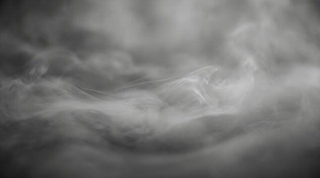 Soft monochromatic white and gray smoke drifting across a dark background, creating an atmospheric abstract texture with flowing organic shapes.