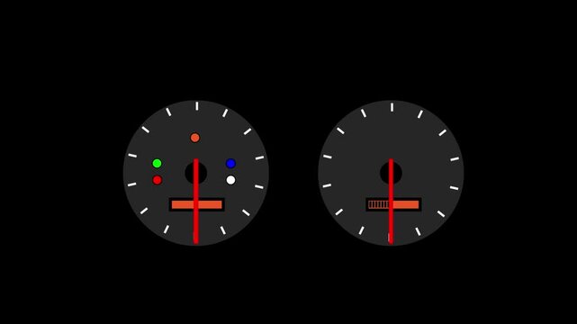 speedometer and fuel guage isolated on white background