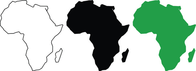 Three Africa Map Silhouettes in Different Styles © Shahingpx