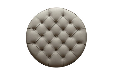 Obraz premium Round beige tufted upholstered cushion viewed from front