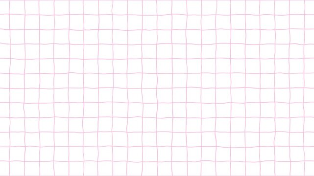 手描き風ラフグリッド変形アニメーション背景 パステルピンク 白 横長 16:9