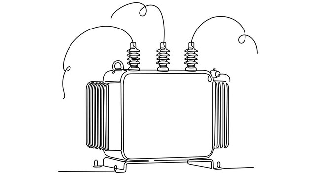 Electrical transformer illustration white background.