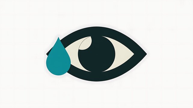 Crying eye icon with a blue tear drop