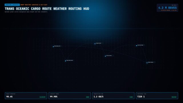Trans Oceanic Cargo Route Weather Routing HUD Animation
