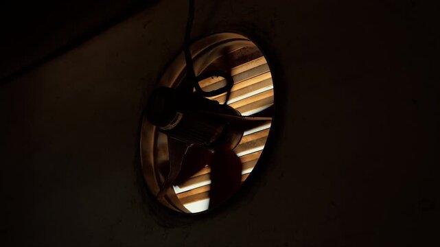 Exhaust fan on farm, industrial architecture and air circulation concept, 4K