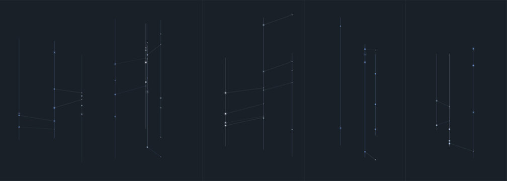Minimalist abstract digital graphic with vertical lines and connected dots