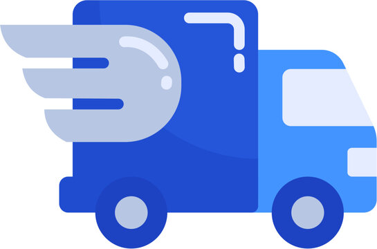 Fast blue delivery truck icon vector illustration, symbolizing quick shipping and logistics services