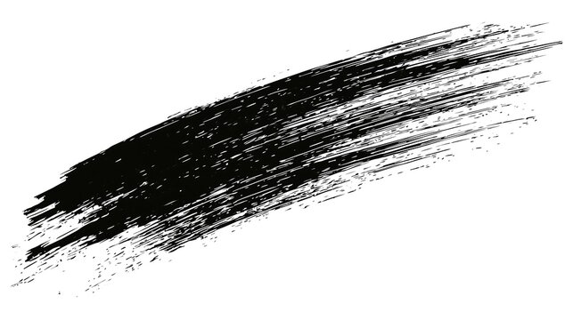 Black ink scribble texture and marker brush stroke diagonal element isolated on white background