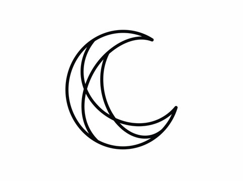 Geometric crescent moon outline icon