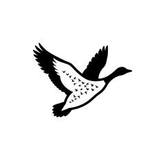 Fototapeta premium Flying goose silhouette filled with a flock of small birds