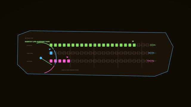 Spacecraft Life Support Telemetry HUD Seamless Loop