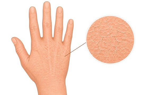 Dry and Dehydrated Skin Texture with Small Fissures, Simple Healthcare Graphic