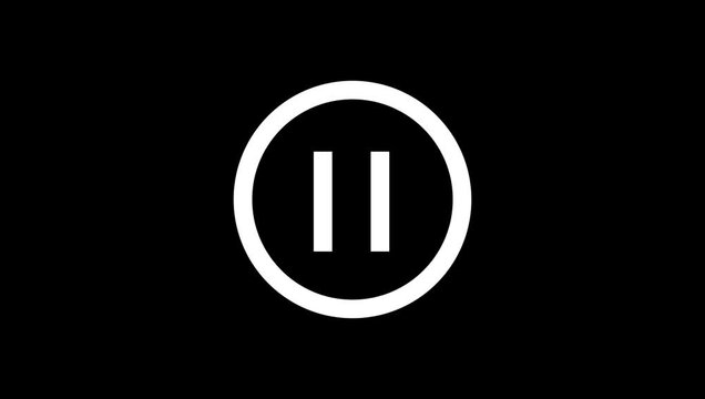 pause icon animation glowing media player control pause button circle animation, motion graphic audio video control, play icon 4k video.