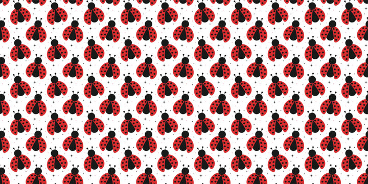 Festive bug seamless pattern. Ladybug repeating pattern for kids nursery. ladybird pattern