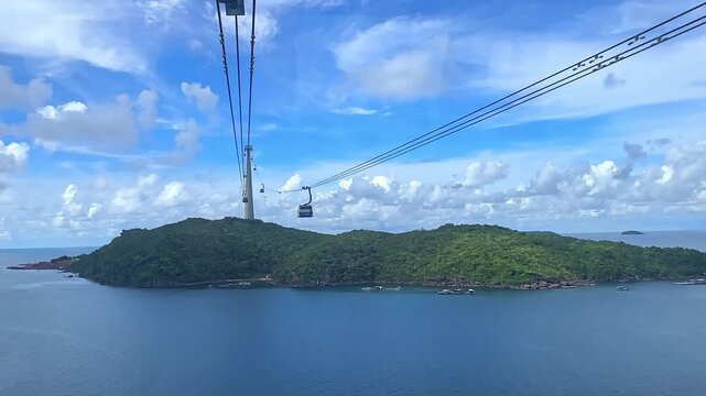 Phu Quoc Island, Kien Giang Province, Vietnam. Sun World Hon Thom Nature Park, reached by cable car across the sea from Phu Quoc Island, Vietnam, Southeast Asia. View from above