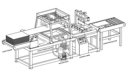 Fototapeta premium Industrial conveyor system assembly line white background.