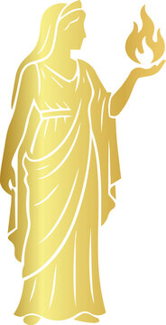 Golden Hestia Greek Goddess of Hearth, Home and Sacred Fire