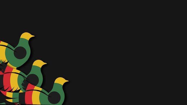 Emancipation Day Celebration Background with Colorful Freedom Birds on Dark Canvas.