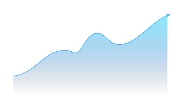 Blue Financial Growth Chart with Rising Trend Arrow for Business Analytics and Investment Presentation isolated transparent background
