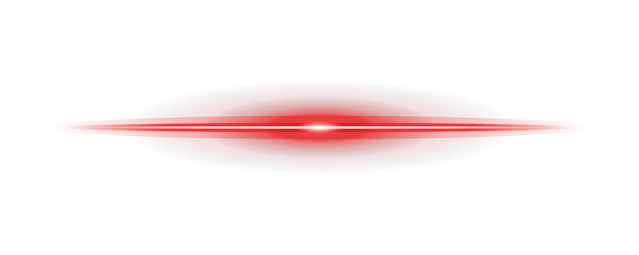 Red Glowing Horizontal Light Beam with Bright Center Effect for Technology, Energy, Digital Interface and Modern Design isolated transparent background