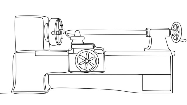 Industrial lathe machine illustration white background.