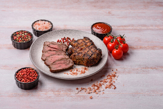 Grilled beef or pork steak seasoned with salt and allspice. Grilled steak