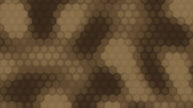 Hexagonal Dimple Pattern Glass Tiling a Softly Defocused Color Field, Seamless Loop Background in calm umber tones