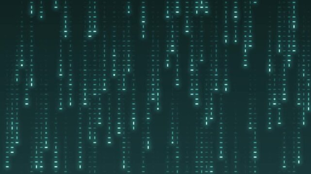 Falling digital code rain glowing streaks seamless loop in subtle teal tones