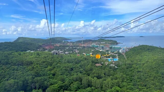 Hon Thom, Phu Quoc, Vietnam. View from the cable car to the water park of the Sun World Hon Tam entertainment complex on Phu Quoc island, Vietnam