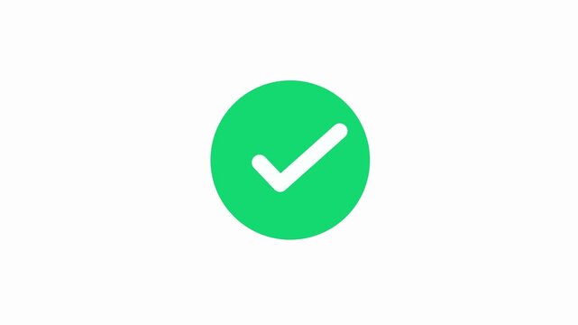 Animated reveal of a icon in a green circle and white checkmark. Isolated on a white background.
 Isolated on a white background.4k animation video.