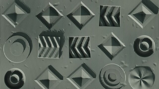 Raking Light Circles a Carved Stone Relief Panel as Shadows Reveal the Sculpted Form, Seamless Loop in calm verdigris tones