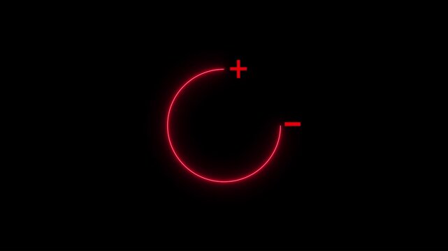 Red Neon Glowing Circle with Plus Symbol on Black Background
