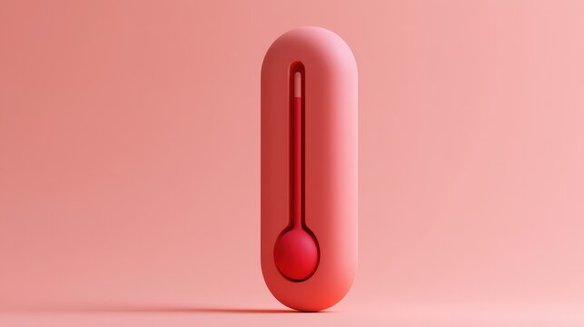 A single matte thermometer is shown in a simple design. It is easing down against a soft background color with empty space for text.