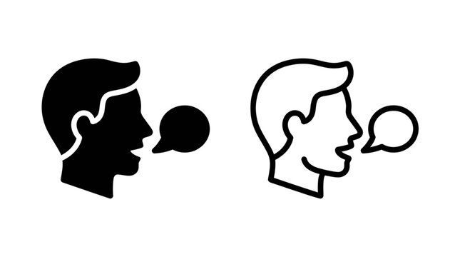 Man profile talking and speaking with speech bubble communication icon
