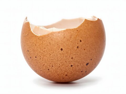Broken brown eggshell isolated on white background for food and cooking concepts