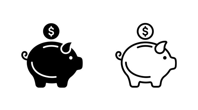 Piggy bank with dollar coin icon illustration investment financial