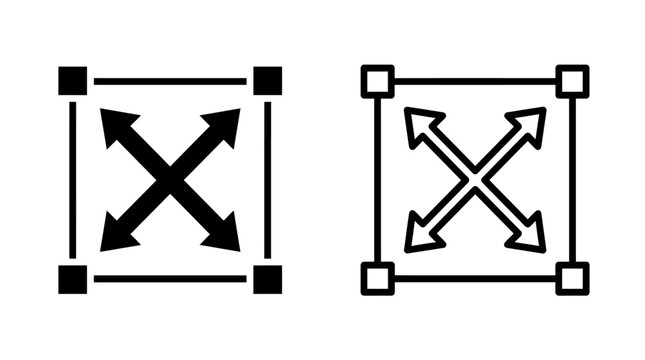 Maximize arrows icon in solid and outline vector style with maximize