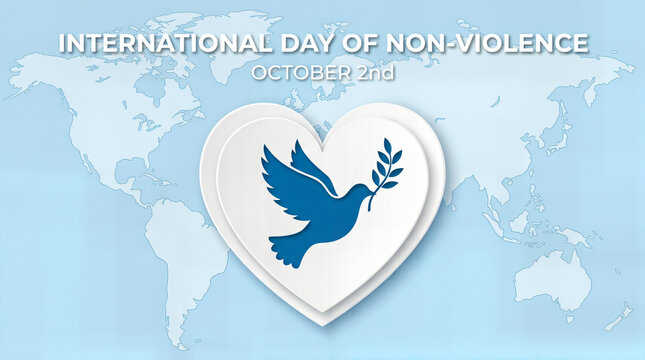 International day of non-violence design featuring a dove with olive branch
