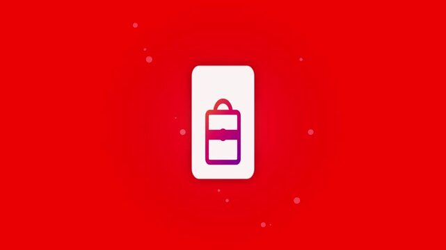 Mobile E-commerce Shopping App Icon Animation on Vibrant Red Background
