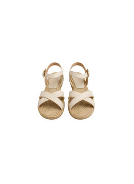 Gold strappy high heel sandals